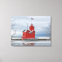 Grande Farol Vermelho de Michigan com Cisnes