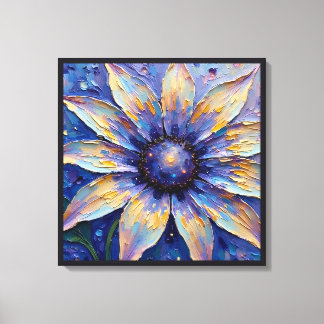Impressão Em Tela Grande Flor Azul Impressionista | Botânica