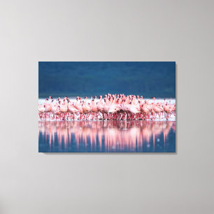Impressão Em Tela Grande Grupo de Flamingos Menores