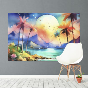Impressão Em Tela Grande Lua Tropical XL Arte