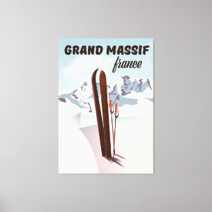 Impressão Em Tela Grande Massif france ski poster art.