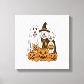 Impressão Em Tela Grande Pyrenees Cão Fantasma Bruxa Halloween Corre