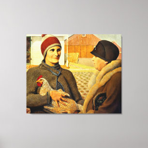 Impressão Em Tela Grant Wood - pintura de belas artes,