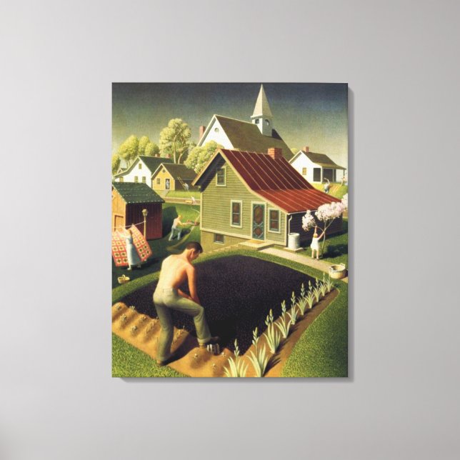 Impressão Em Tela Grant Wood - Primavera na Cidade (Frente)