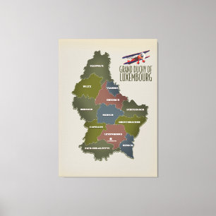 Impressão Em Tela Grão-Ducado do mapa de Luxemburgo