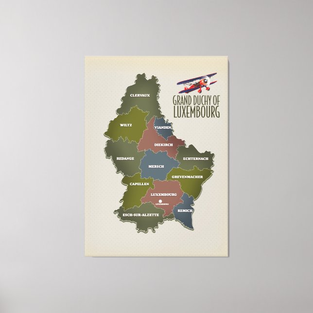 Impressão Em Tela Grão-Ducado do mapa de Luxemburgo (Frente)