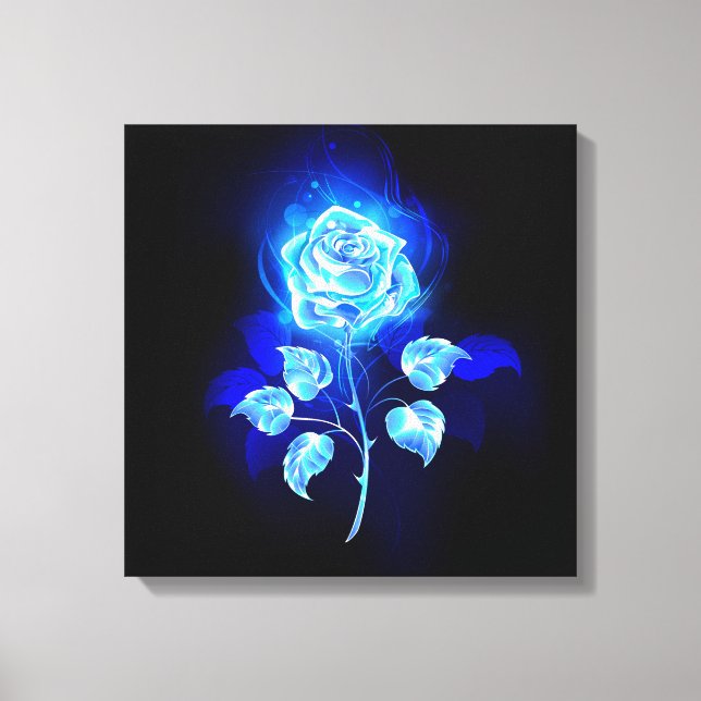 Impressão Em Tela Gravação de Rosa Azul (Frente)