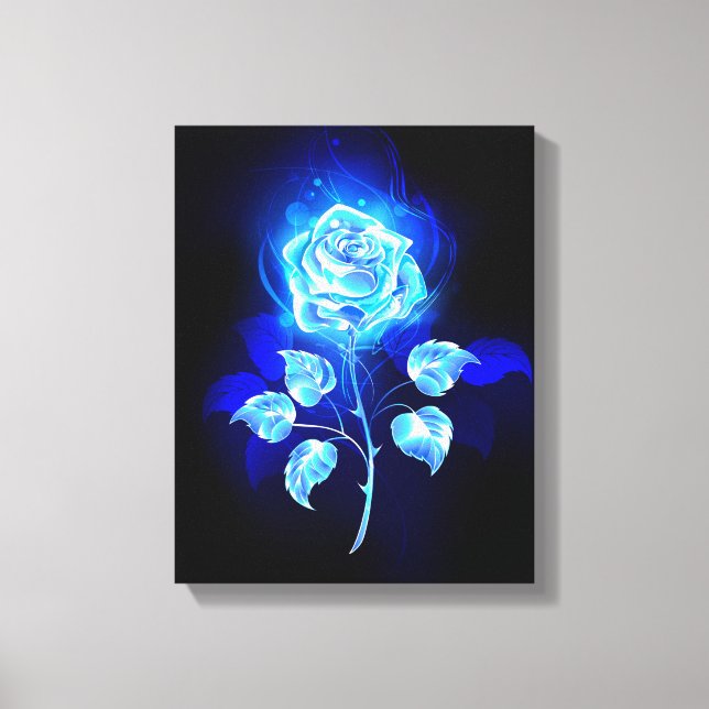 Impressão Em Tela Gravação de Rosa Azul (Frente)