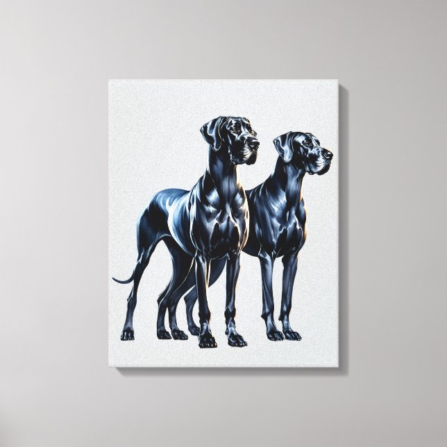 Impressão Em Tela Great Danes Watercolor (Frente)