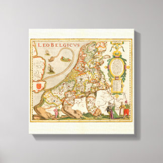 Impressão Em Tela Great Old Map of Belgium (Year 1617)