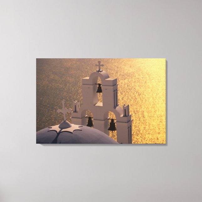 Impressão Em Tela Grécia, Ilhas Cyclades, Santorini, Thira, (Frente)