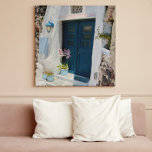 Impressão Em Tela Grécia Oia Santorini - Porta azul branca<br><div class="desc">Grécia Oia,  Férias Brancas da Porta Azul de Santorini. Esta foto foi tirada na vida real em férias na Grécia.</div>