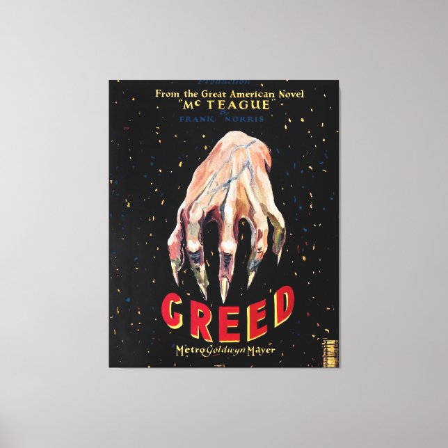 Impressão Em Tela Greed, poster de filme de 1924 (Frente)