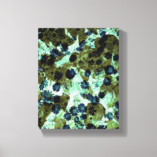 Impressão Em Tela Green Daisies Abstrato Modern Design (Frente)