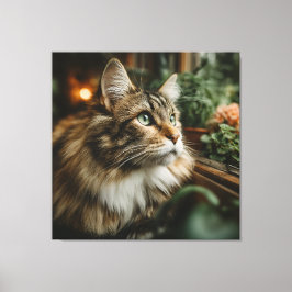 Impressão Em Tela Green-Eyed Fluffy Tabby