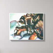 Greyhound italiano com recém-nascidos