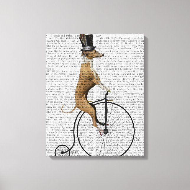 Impressão Em Tela Greyhound na Bicicleta Negra Penny Farthing (Frente)