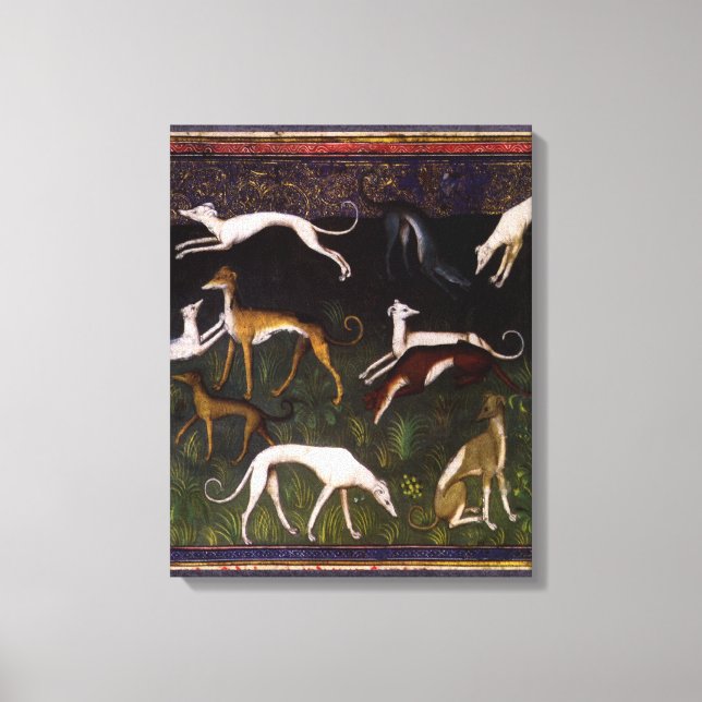 Impressão Em Tela Greyhounds medieval na floresta (Frente)