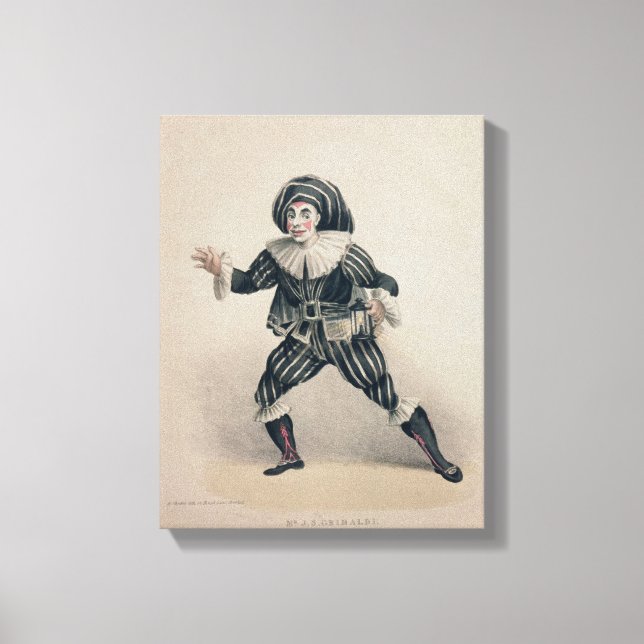 Impressão Em Tela Grimaldi como Scaramouche, da Commedia dell'Ar (Frente)
