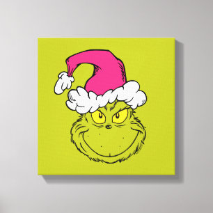 Impressão Em Tela Grinch com Chapéu de Papai Noel Rosa