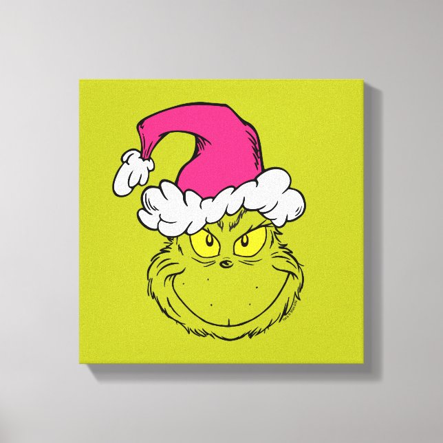 Impressão Em Tela Grinch in Pink Santa Hat (Frente)