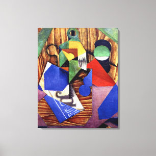 Impressão Em Tela Gris - Frasco de Rum e Jornal