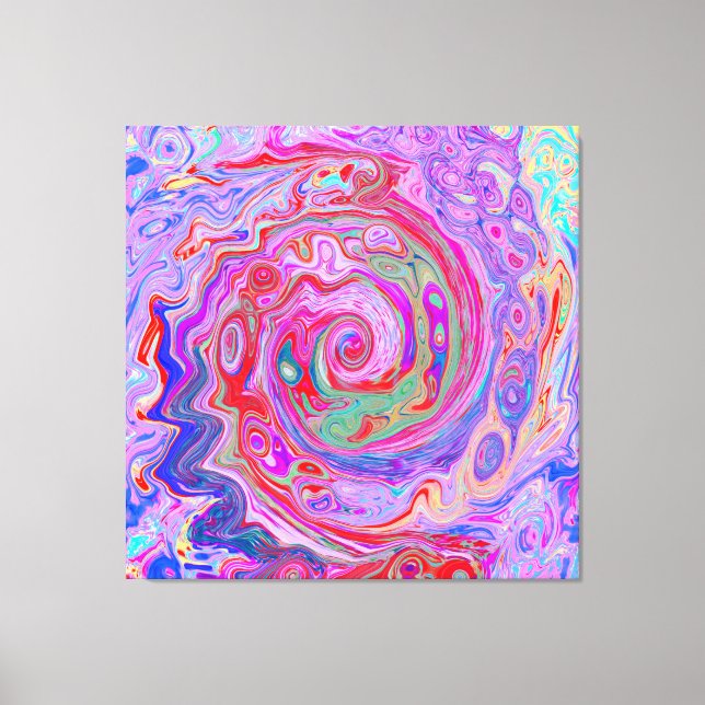 Impressão Em Tela Groovy Abstract Retro Red, Purple and Pink Swirl (Frente)