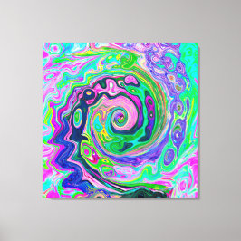 Impressão Em Tela Groovy Abstrato Aqua e Marinho Lava Swirl