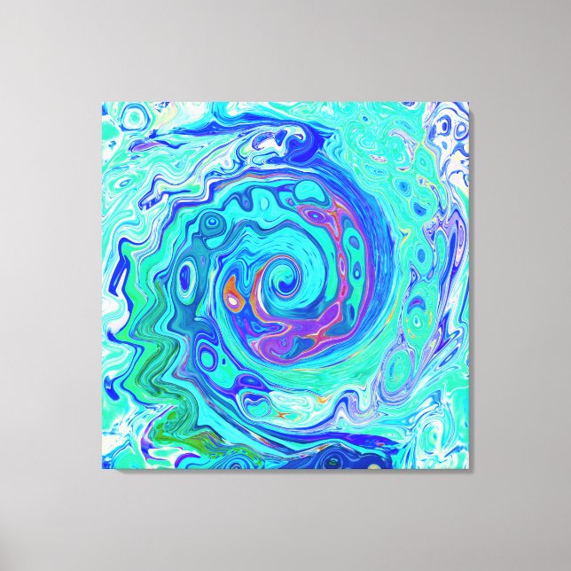 Impressão Em Tela Groovy Abstrato Oceano Azul e Verde Líquido Redemo (Frente)