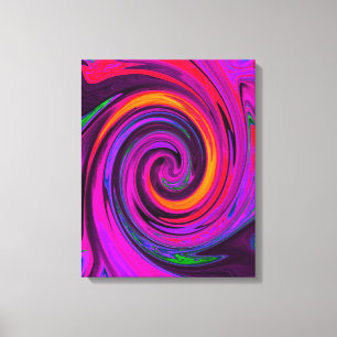 Impressão Em Tela Groovy Abstrato Retro Purple e Orange Swirl