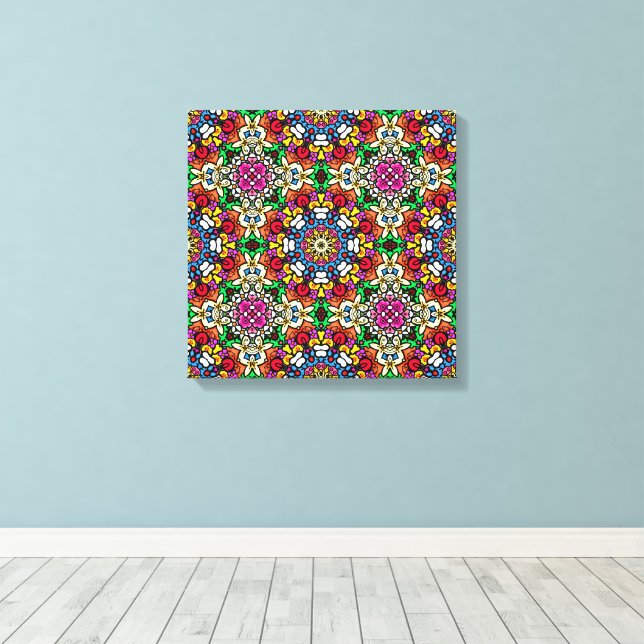 Impressão Em Tela Groovy Funky Flower Power  (Insitu(piso de madeira))