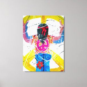 Impressão Em Tela Groovy Hippie - Sinal de Paz