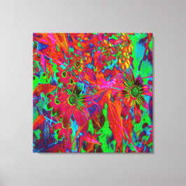 Impressão Em Tela Groovy Vermelho e Verde Psicodélico