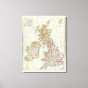 Impressão Em Tela Grossbritannien, Irland - mapa de Reino Unido,