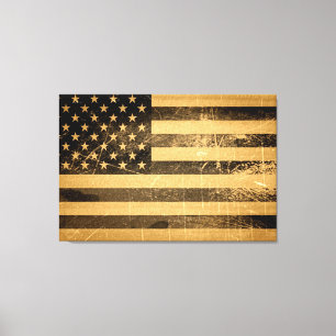 Impressão Em Tela Grunge American Flag 4
