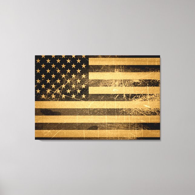 Impressão Em Tela Grunge American Flag 4 (Frente)