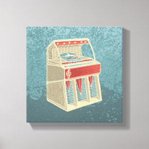 Impressão Em Tela Grunge Jukebox