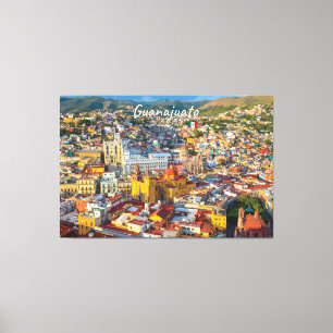 Impressão Em Tela Guanajuato, México - Paisagem Urbana Colorida