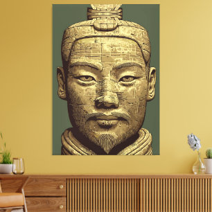 Impressão Em Tela Guerreiro de Terracota - Arte Dourada Antiga