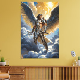 Impressão Em Tela Guerreiro Dourado do Arcanjo Miguel do Céu