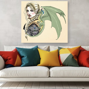 Impressão Em Tela Guerreiro Elfo Dragão Fantasia Mágico Medieval Pês