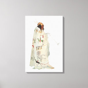 Impressão Em Tela Guerreiro indiano com o retrato da tubulação por