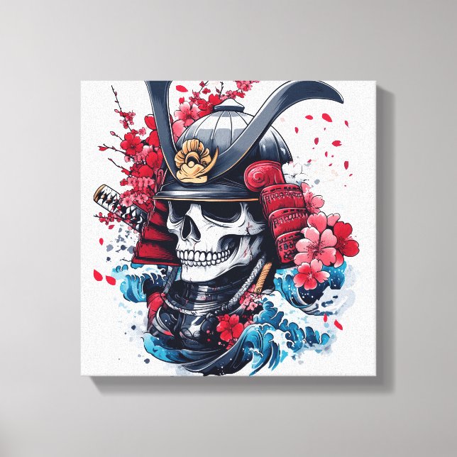 Impressão Em Tela Guerreiro Samurai Caveira (Frente)