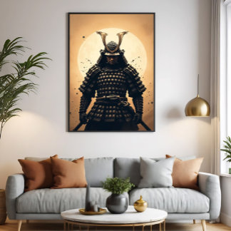 Impressão Em Tela Guerreiro Samurai Épico Armadura Japonesa