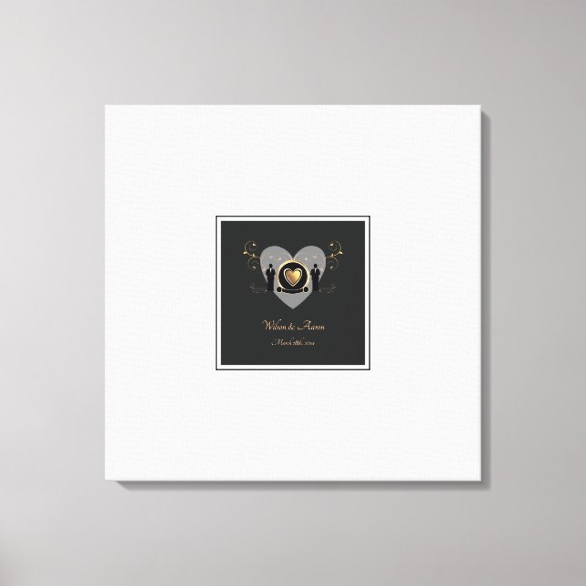 Impressão Em Tela Guestbook do Alternativo de Casamento Dourado do C (Frente)