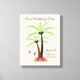 Impressão Em Tela Guestbook tropical de Thumbprint da palmeira do
