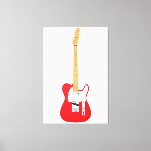 Impressão Em Tela GUITAR ELÉTRICO ICONICO VERMELHO 40x60