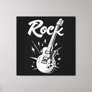 Impressão Em Tela Guitarra elétrica com palavra rock
