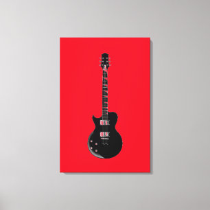 Impressão Em Tela Guitarra Elétrica Pop Art Vermelho Preto