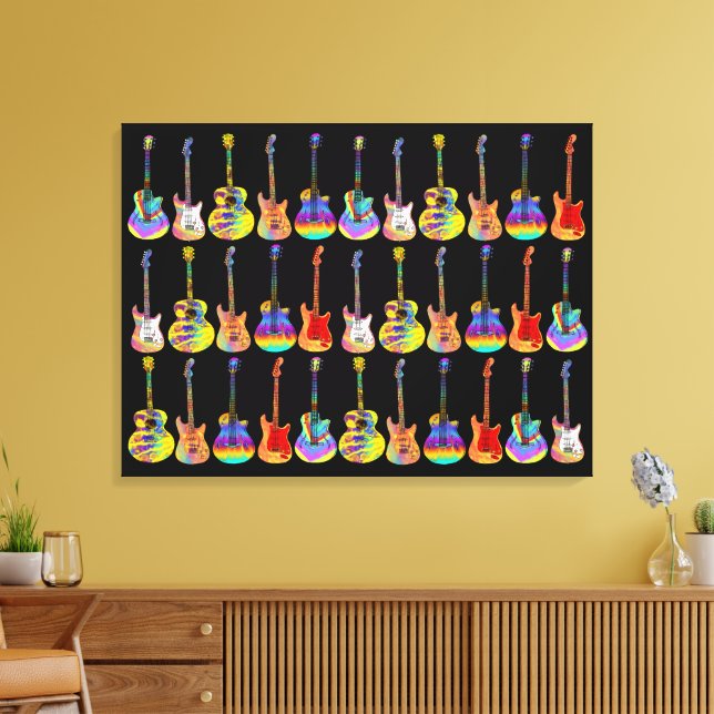 Impressão Em Tela Guitarras Coloridas (Insitu(Sala de estar))